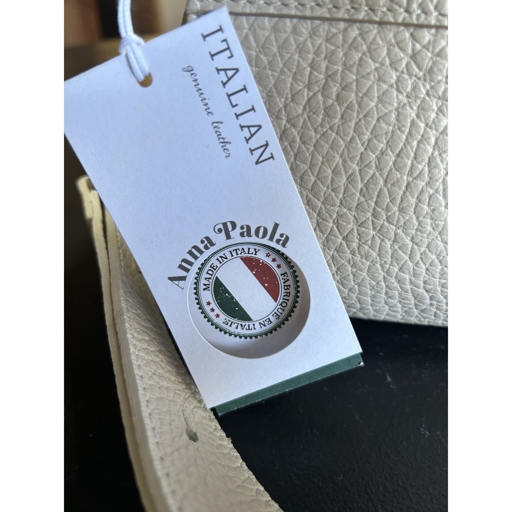 NEW Anna Paola Italian Leather‎ Handbag Ivory/latte Shoulder Bag Removable Strap - Picture 2 of 7